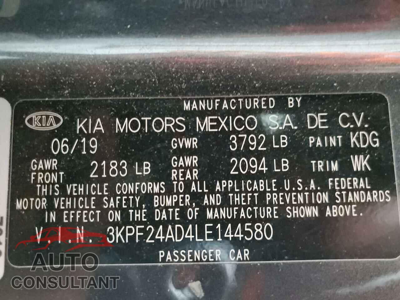 KIA FORTE 2020 - 3KPF24AD4LE144580