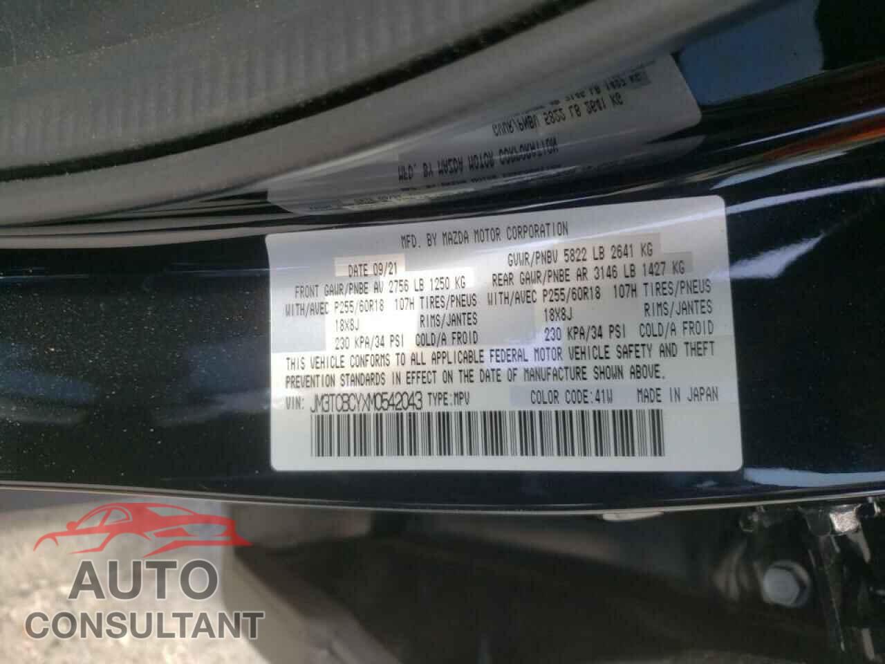 MAZDA CX-9 2021 - JM3TCBCYXM0542043