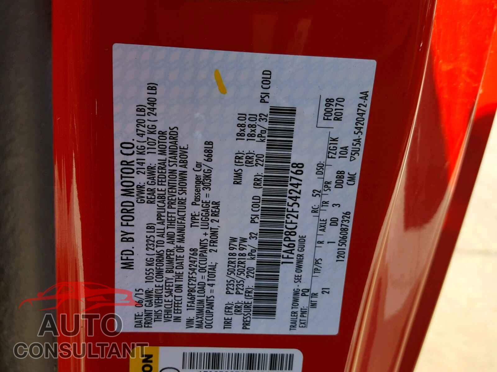 FORD MUSTANG 2015 - 1FA6P8CF2F5424768