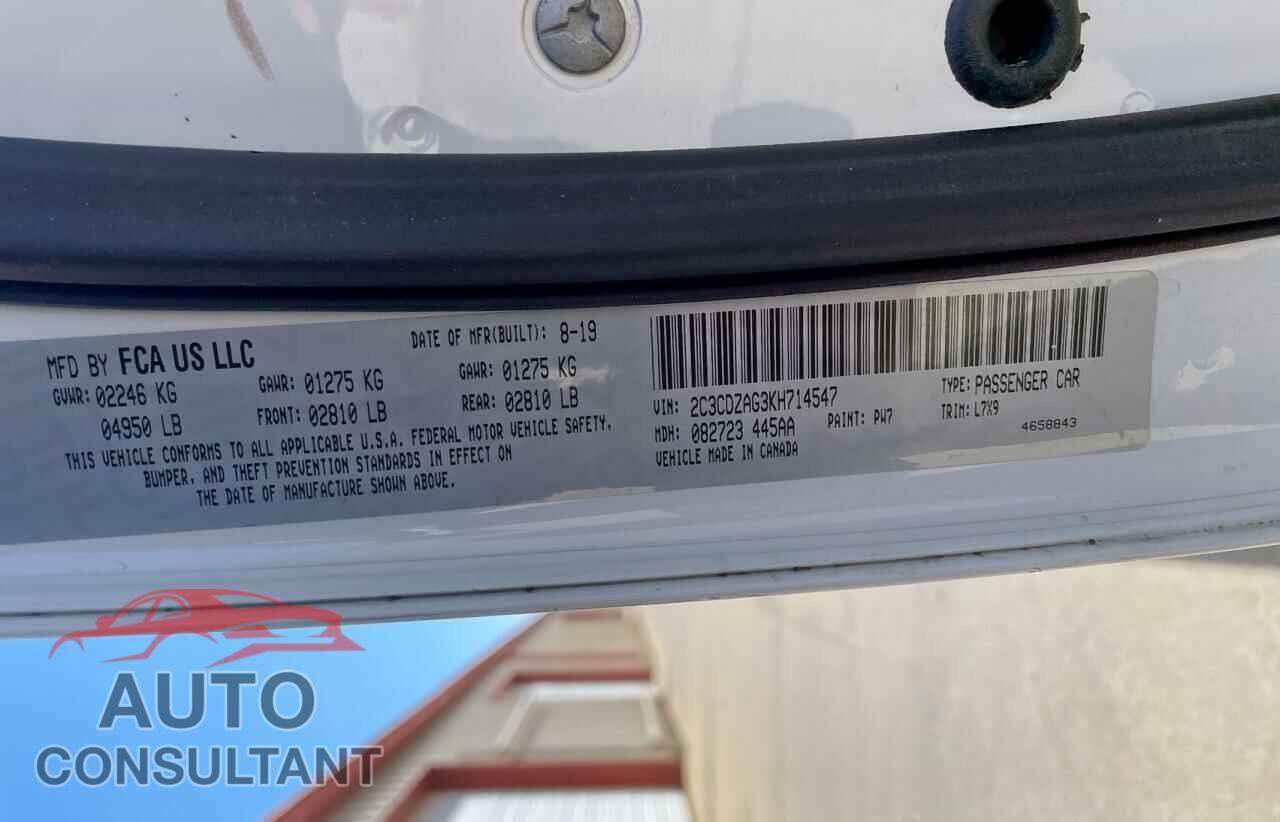 DODGE CHALLENGER 2019 - 2C3CDZAG3KH714547