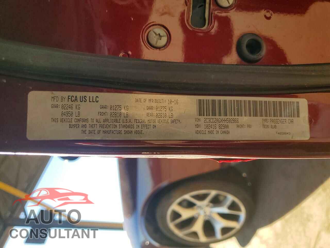 DODGE CHALLENGER 2017 - 2C3CDZAGXHH502866