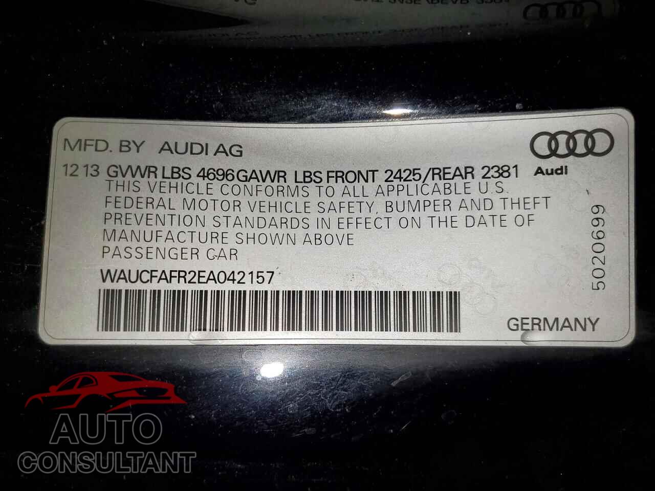 AUDI A5 2014 - WAUCFAFR2EA042157
