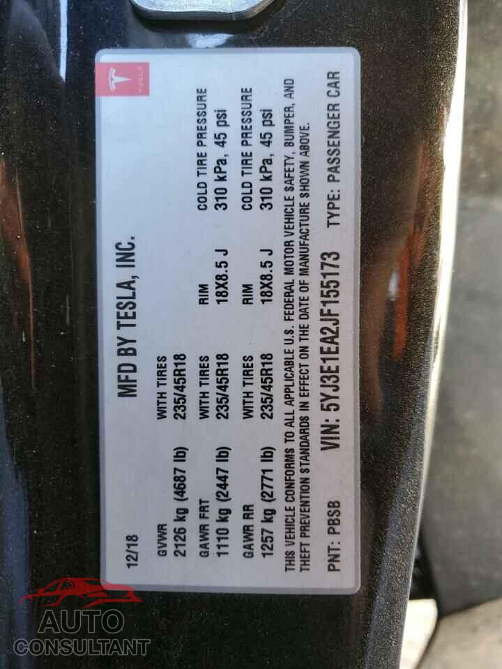 TESLA MODEL 3 2018 - 5YJ3E1EA2JF155173