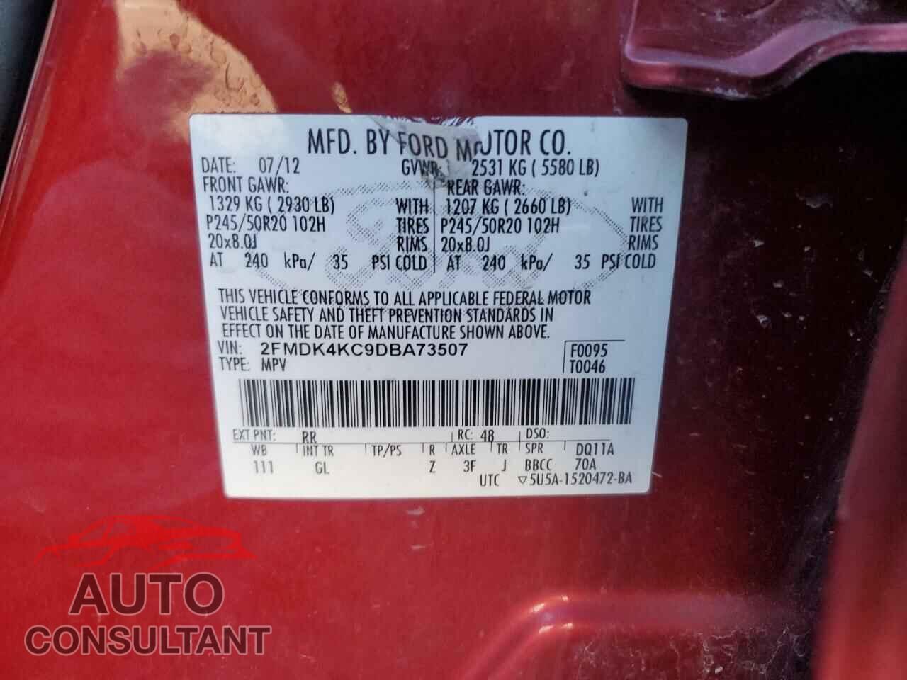 FORD EDGE 2013 - 2FMDK4KC9DBA73507
