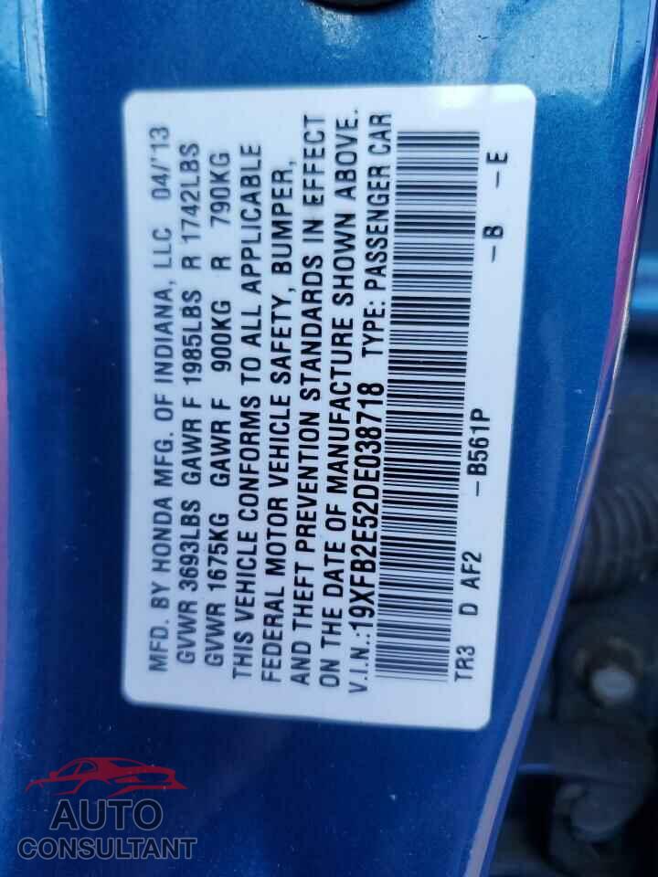 HONDA CIVIC 2013 - 19XFB2E52DE038718