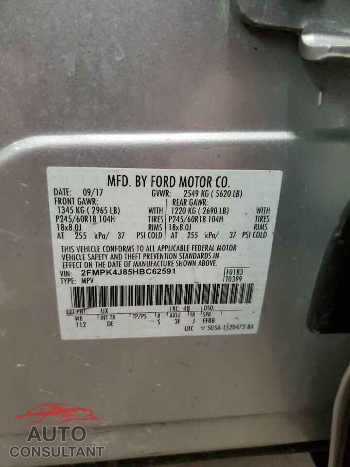 FORD EDGE 2017 - 2FMPK4J85HBC62591