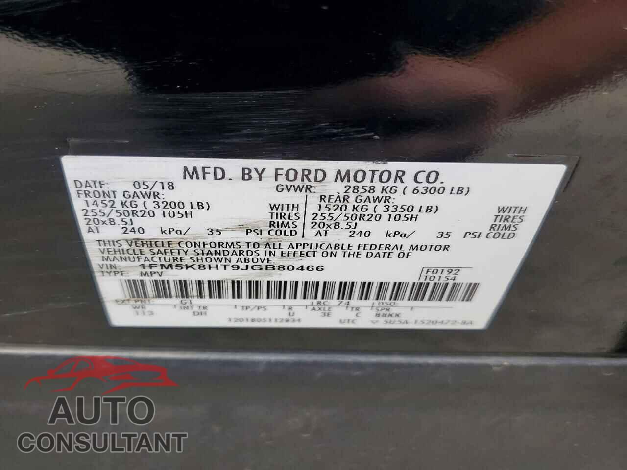 FORD EXPLORER 2018 - 1FM5K8HT9JGB80466