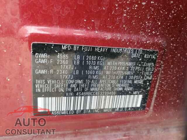 SUBARU LEGACY 2014 - 4S4BRBCC4E3299400