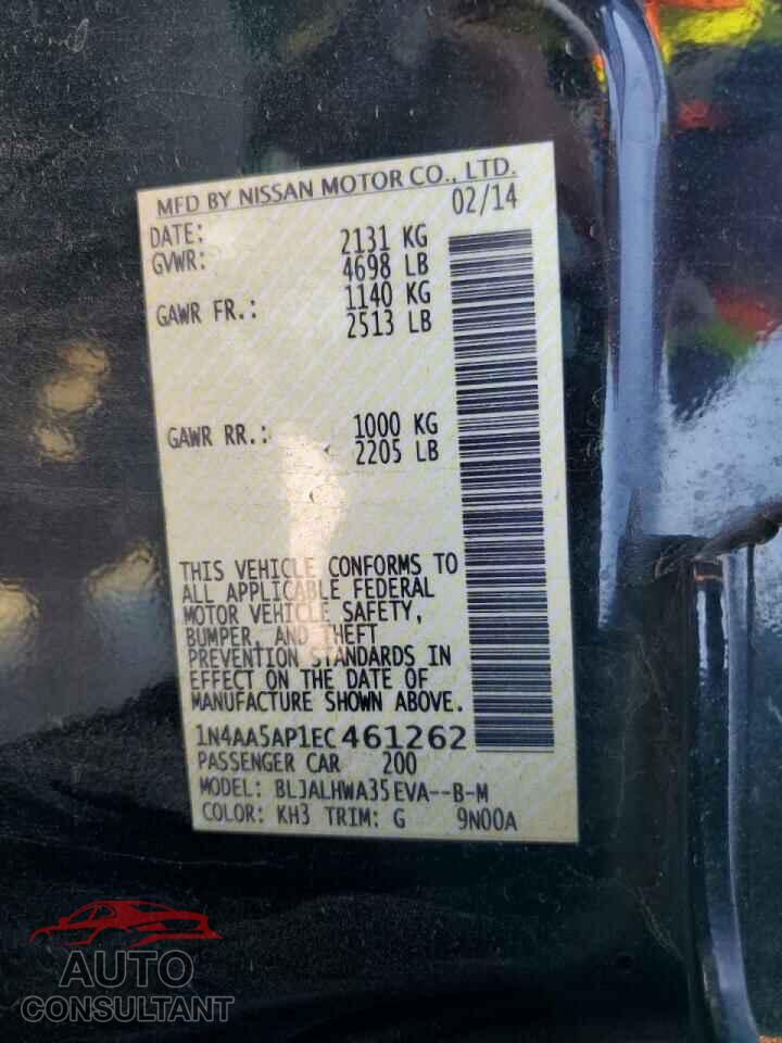 NISSAN MAXIMA 2014 - 1N4AA5AP1EC461262