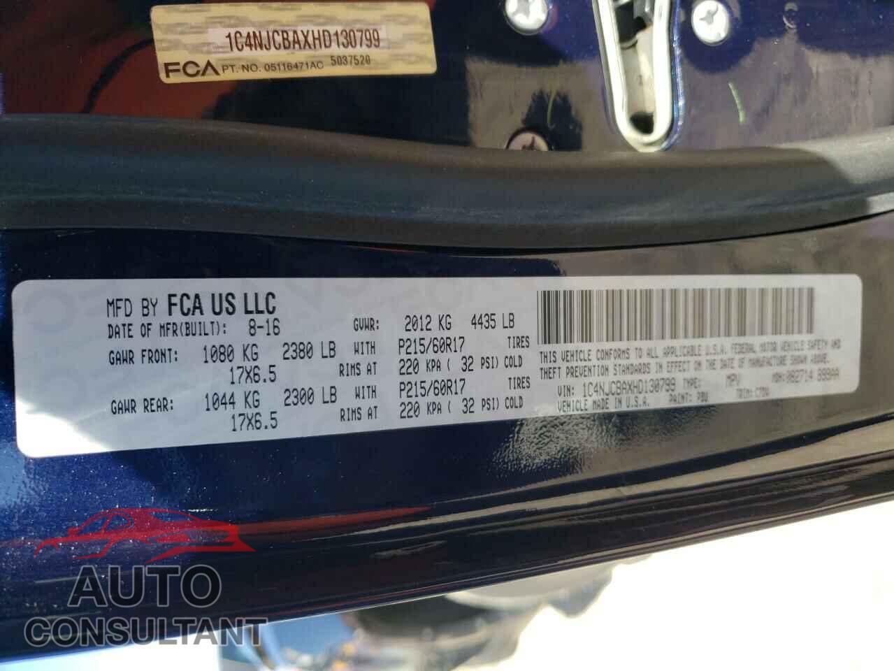 JEEP COMPASS 2017 - 1C4NJCBAXHD130799