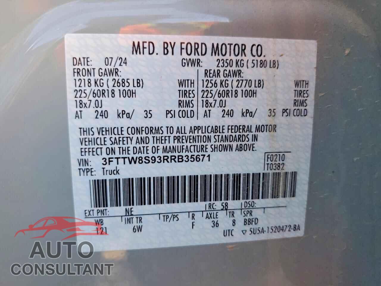 FORD MAVERICK 2024 - 3FTTW8S93RRB35671