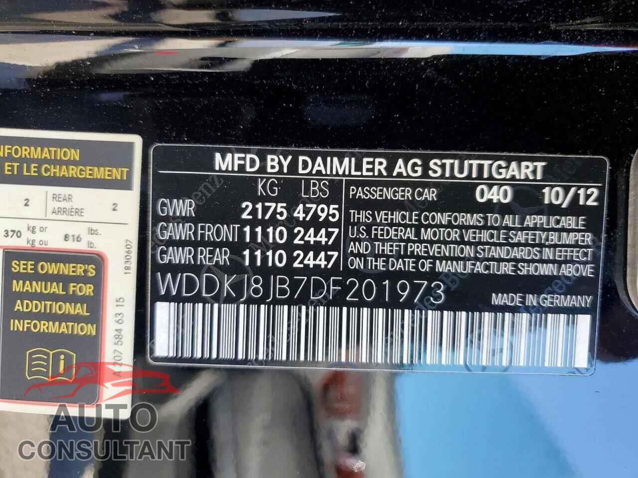 MERCEDES-BENZ E-CLASS 2013 - WDDKJ8JB7DF201973