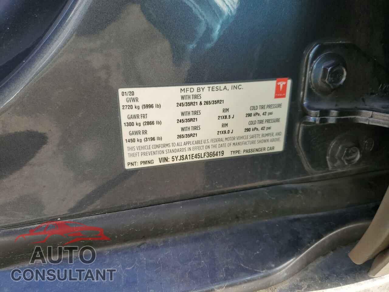 TESLA MODEL S 2020 - 5YJSA1E45LF366419