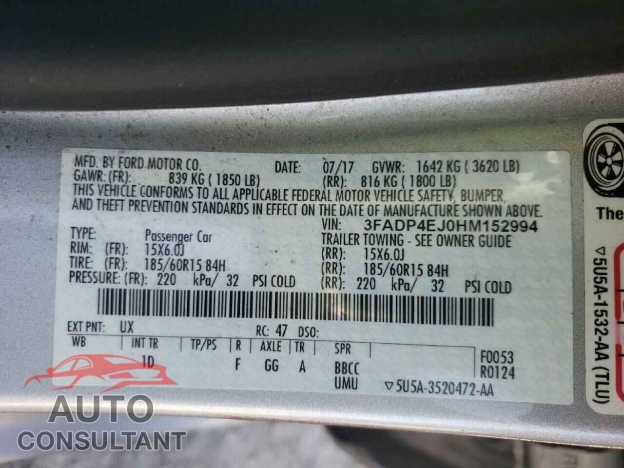 FORD FIESTA 2017 - 3FADP4EJ0HM152994