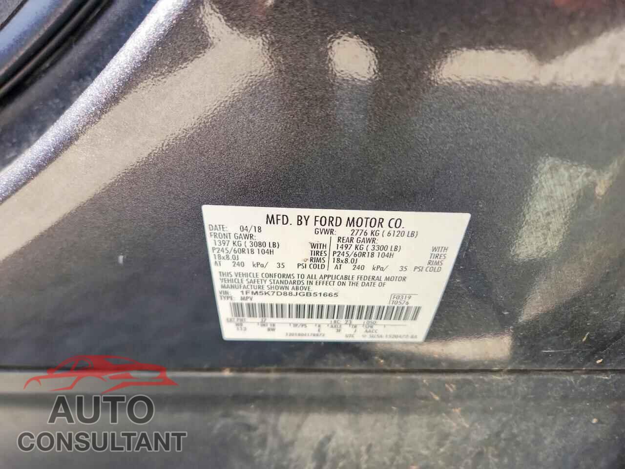 FORD EXPLORER 2018 - 1FM5K7D88JGB51665