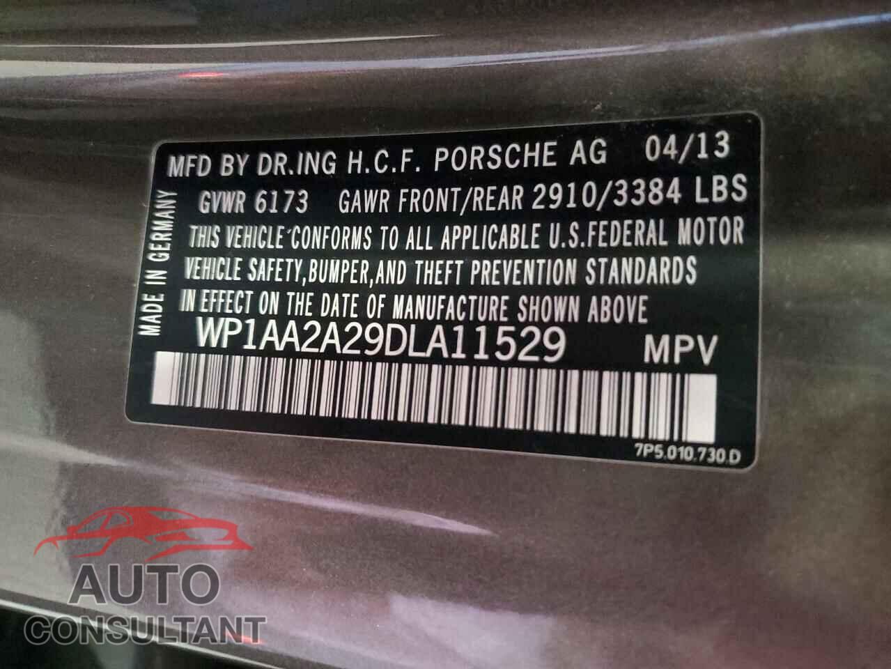 PORSCHE CAYENNE 2013 - WP1AA2A29DLA11529