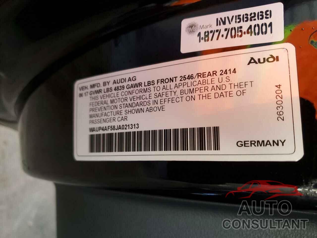 AUDI S5/RS5 2018 - WAUP4AF58JA021313