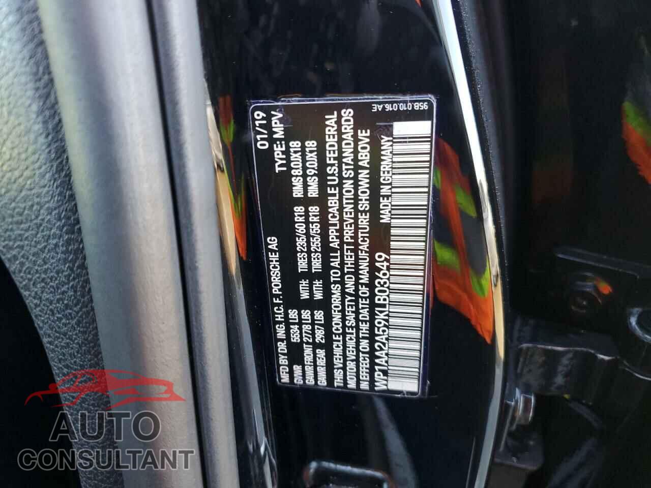 PORSCHE MACAN 2019 - WP1AA2A59KLB03649