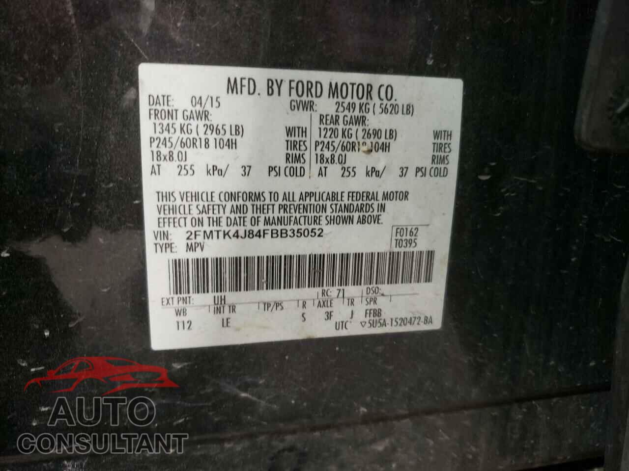 FORD EDGE 2015 - 2FMTK4J84FBB35052