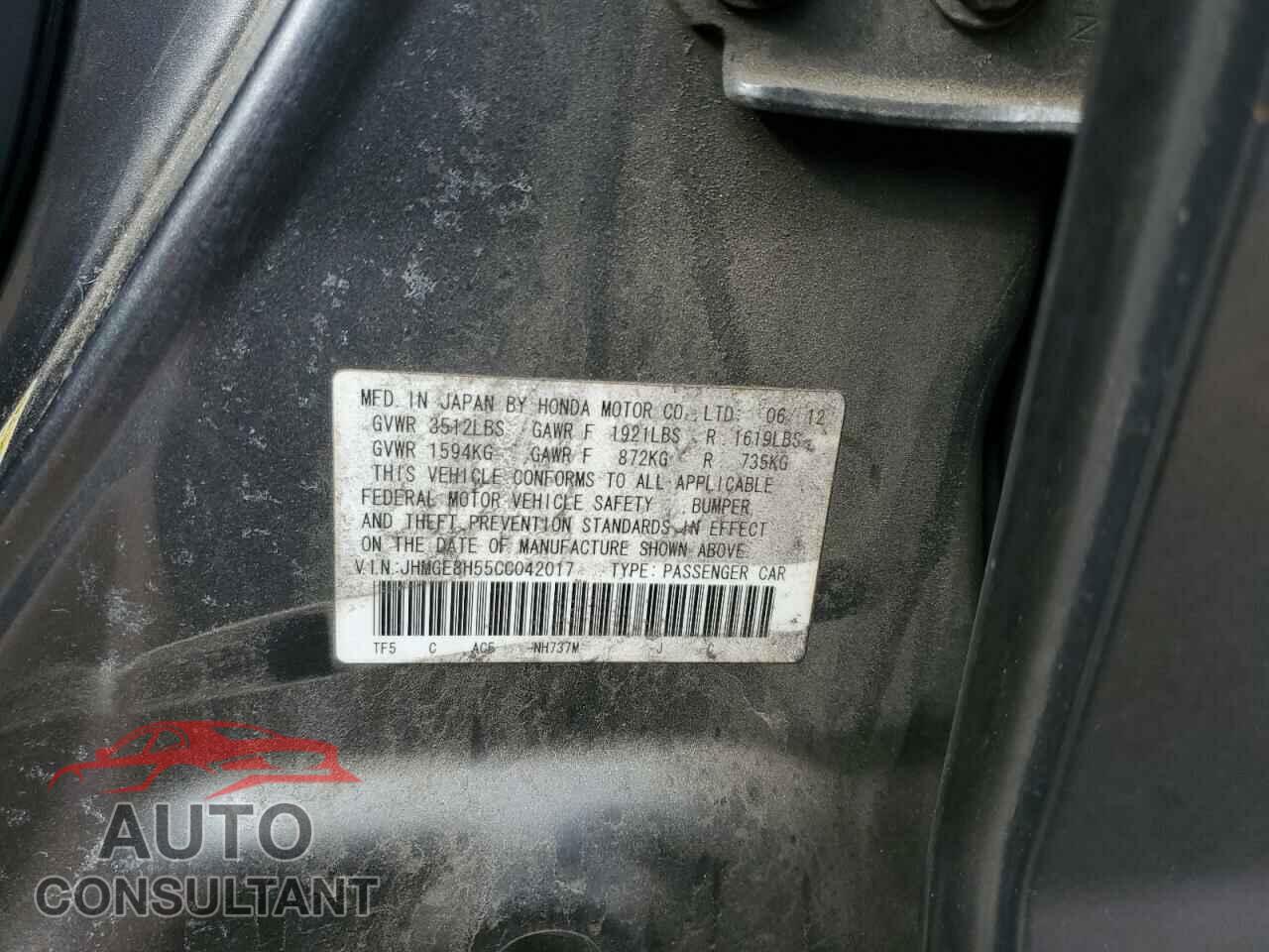 HONDA FIT 2012 - JHMGE8H55CC042017