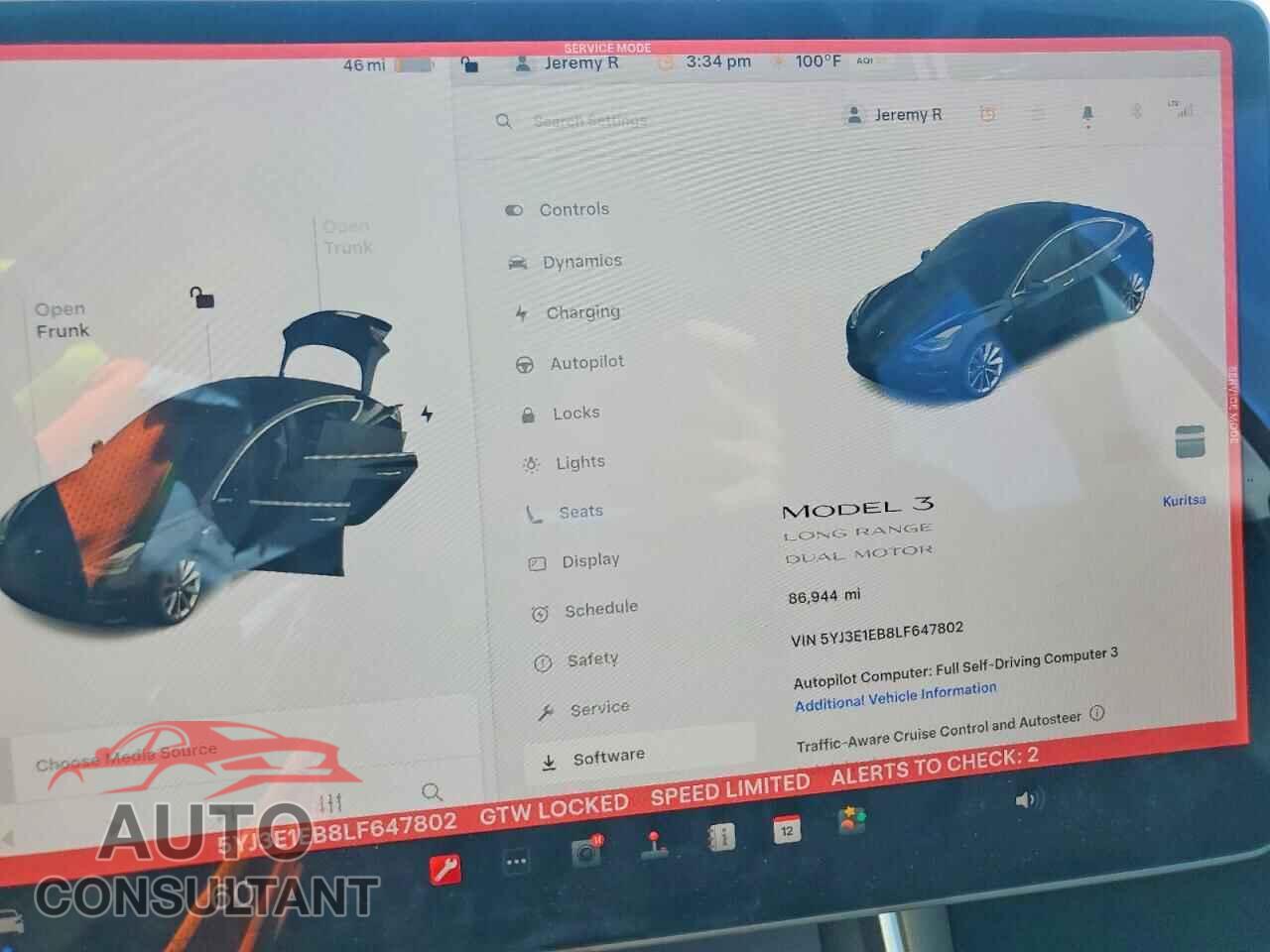 TESLA MODEL 3 2020 - 5YJ3E1EB8LF647802