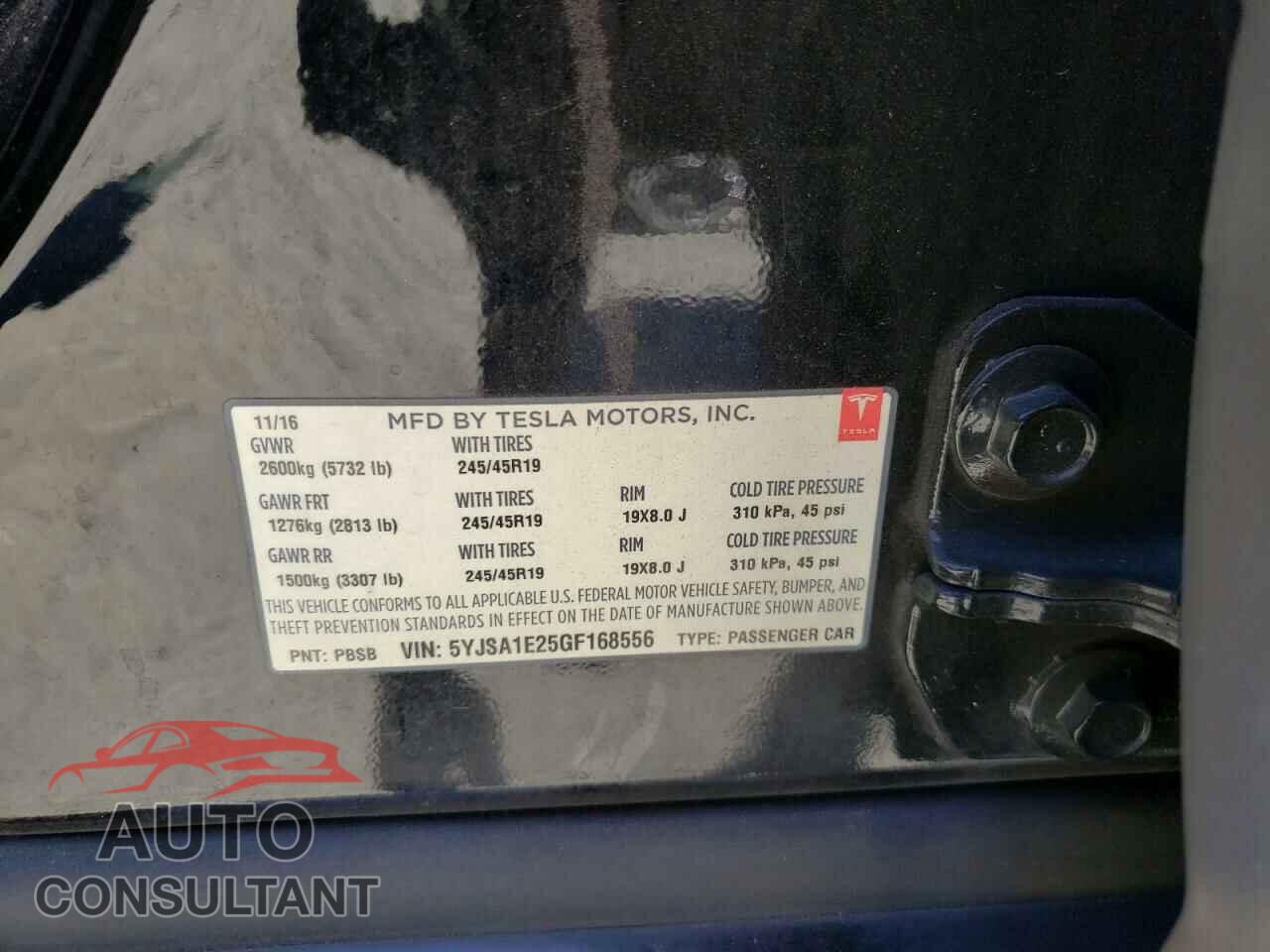TESLA MODEL S 2016 - 5YJSA1E25GF168556
