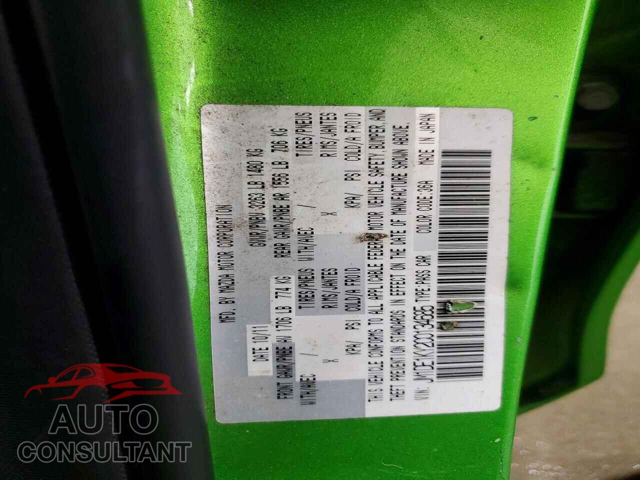 MAZDA 2 2012 - JM1DE1KY2C0134685