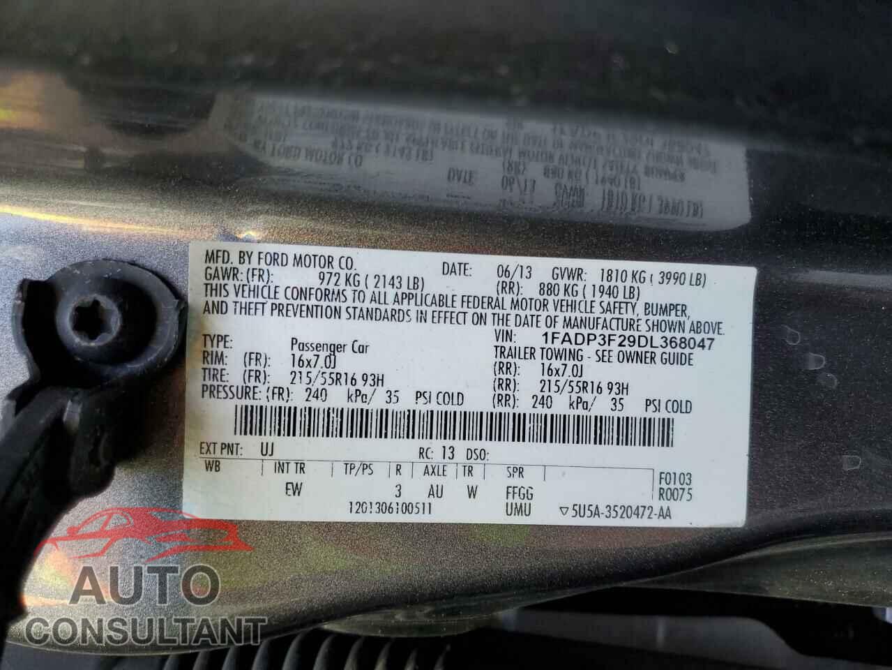FORD FOCUS 2013 - 1FADP3F29DL368047