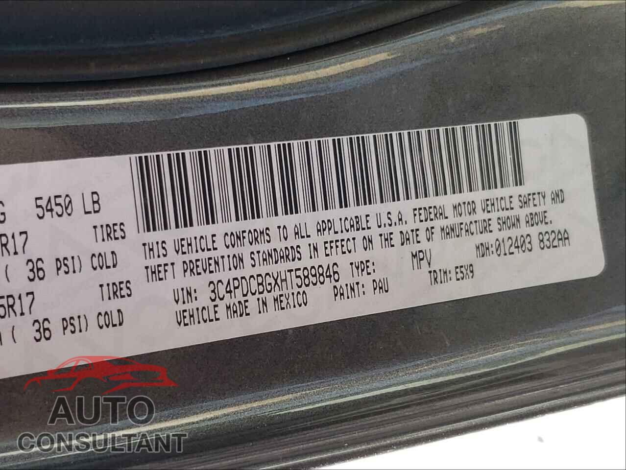 DODGE JOURNEY 2017 - 3C4PDCBGXHT589846