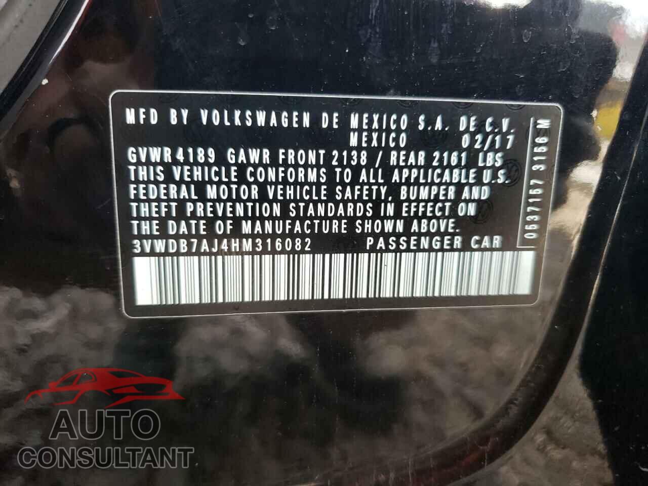 VOLKSWAGEN JETTA 2017 - 3VWDB7AJ4HM316082