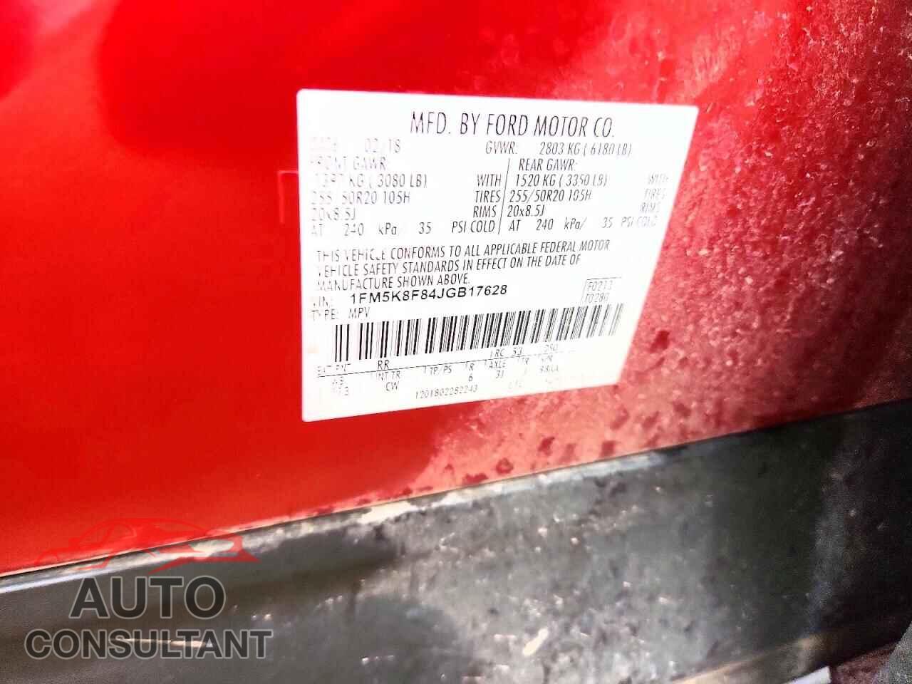 FORD EXPLORER 2018 - 1FM5K8F84JGB17628
