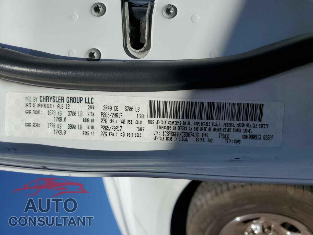 DODGE RAM 1500 2012 - 1C6RD6FPXCS307436