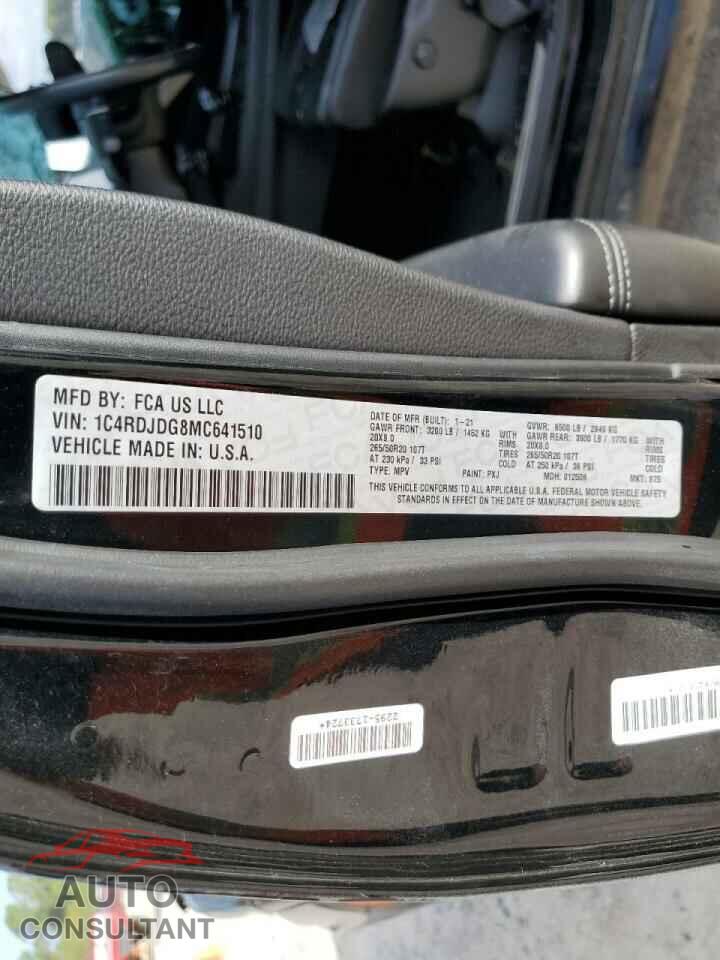 DODGE DURANGO 2021 - 1C4RDJDG8MC641510