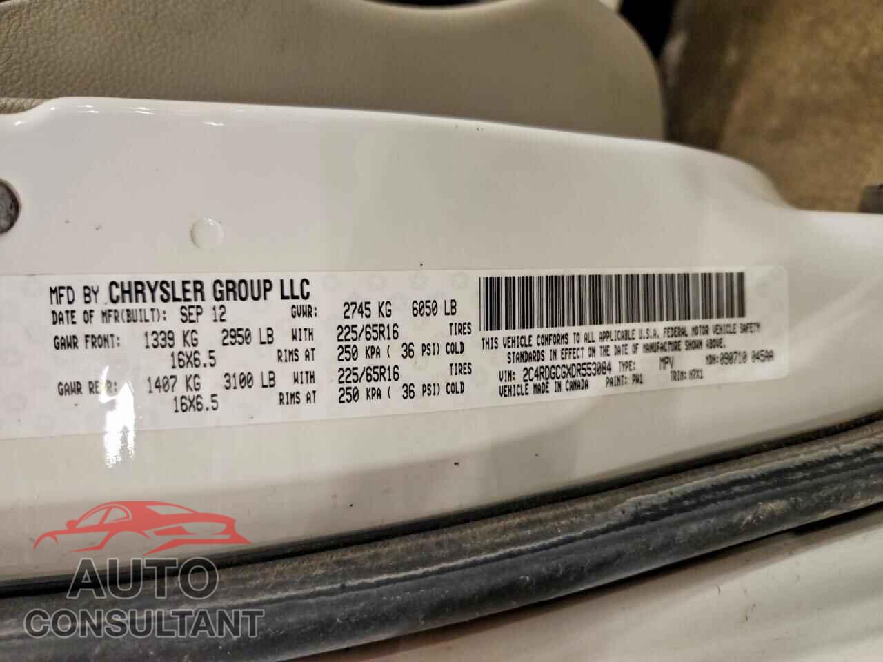 DODGE CARAVAN 2013 - 2C4RDGCGXDR553084