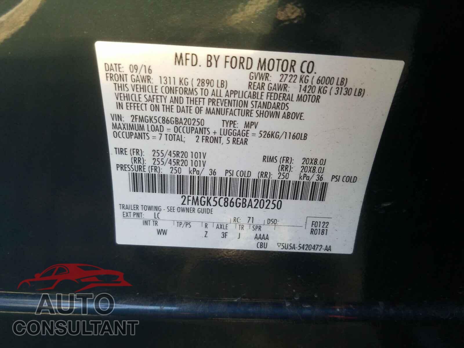 FORD FLEX 2016 - 2FMGK5C86GBA20250