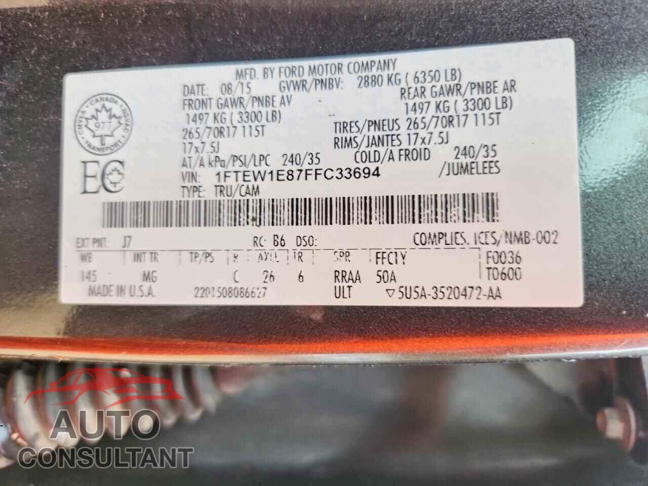 FORD All Models 2015 - 1FTEW1E87FFC33694