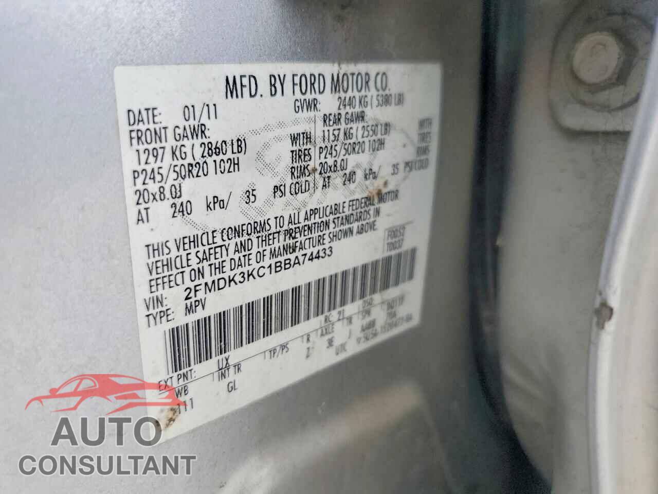 FORD EDGE 2011 - 2FMDK3KC1BBA74433