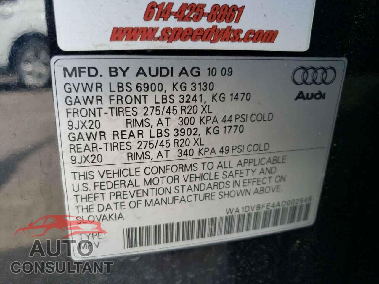 AUDI Q7 2010 - WA1DVBFE4AD002548