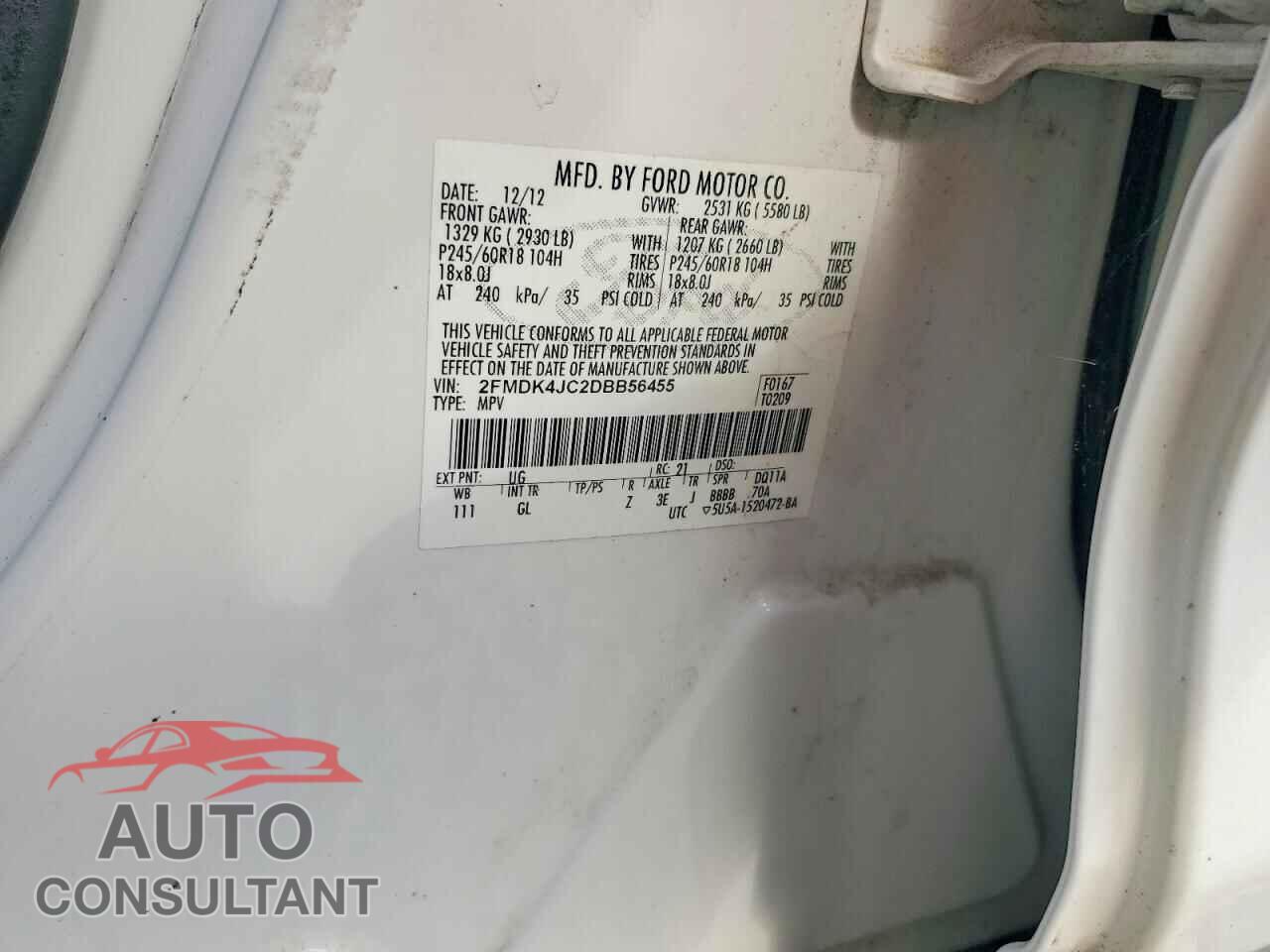 FORD EDGE 2013 - 2FMDK4JC2DBB56455