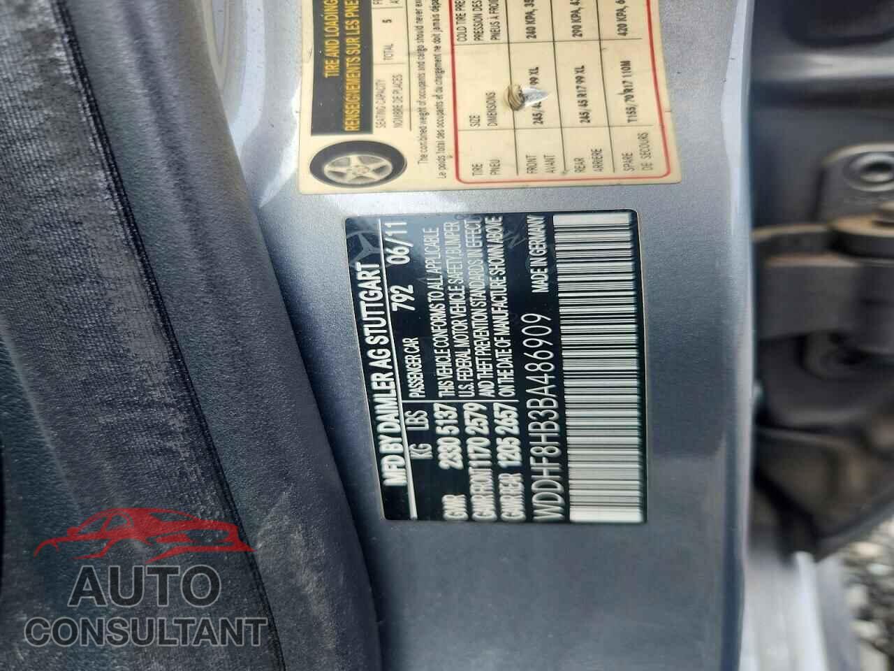 MERCEDES-BENZ E-CLASS 2011 - WDDHF8HB3BA486909