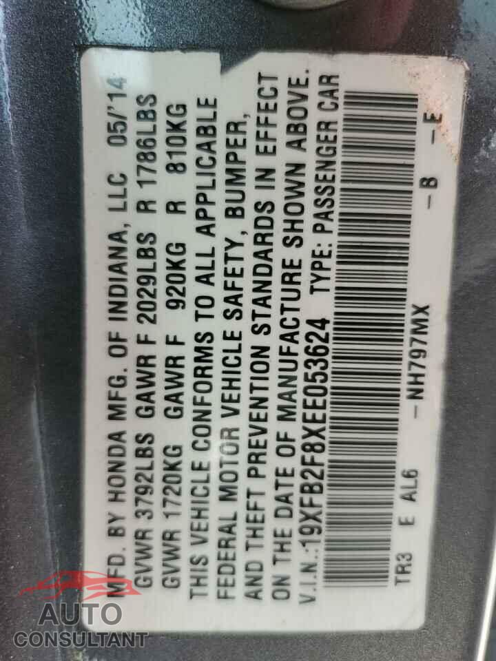 HONDA CIVIC 2014 - 19XFB2F8XEE053624