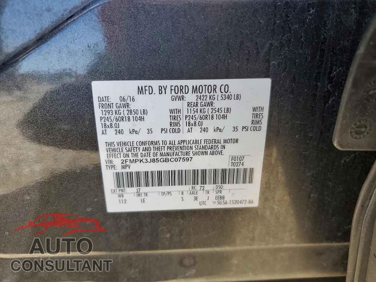 FORD EDGE 2016 - 2FMPK3J85GBC07597
