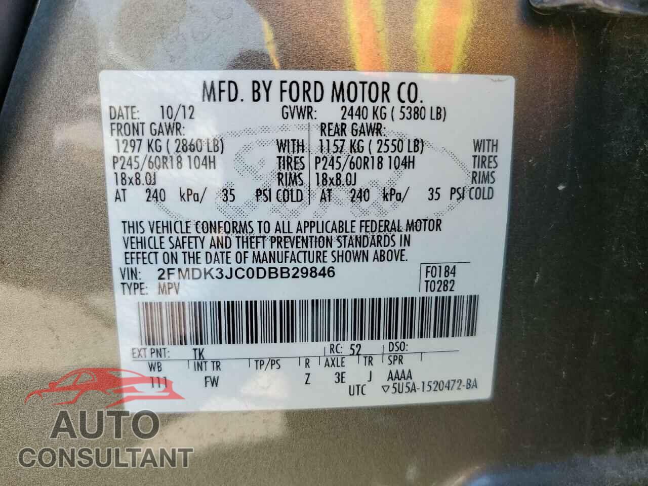 FORD EDGE 2013 - 2FMDK3JC0DBB29846