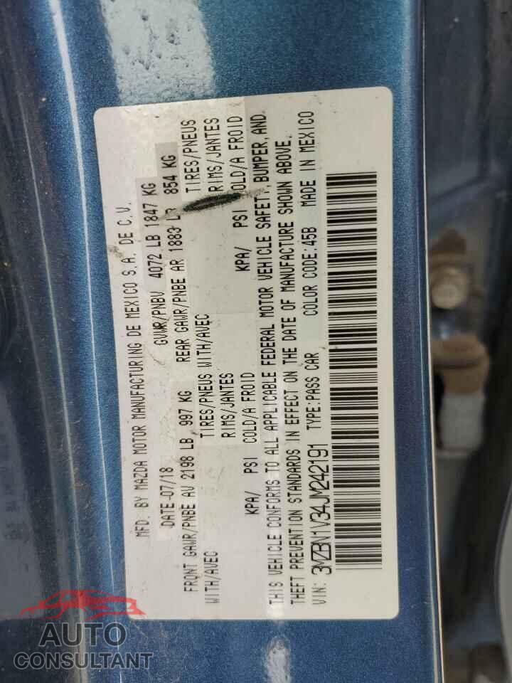 MAZDA 3 2018 - 3MZBN1V34JM242191