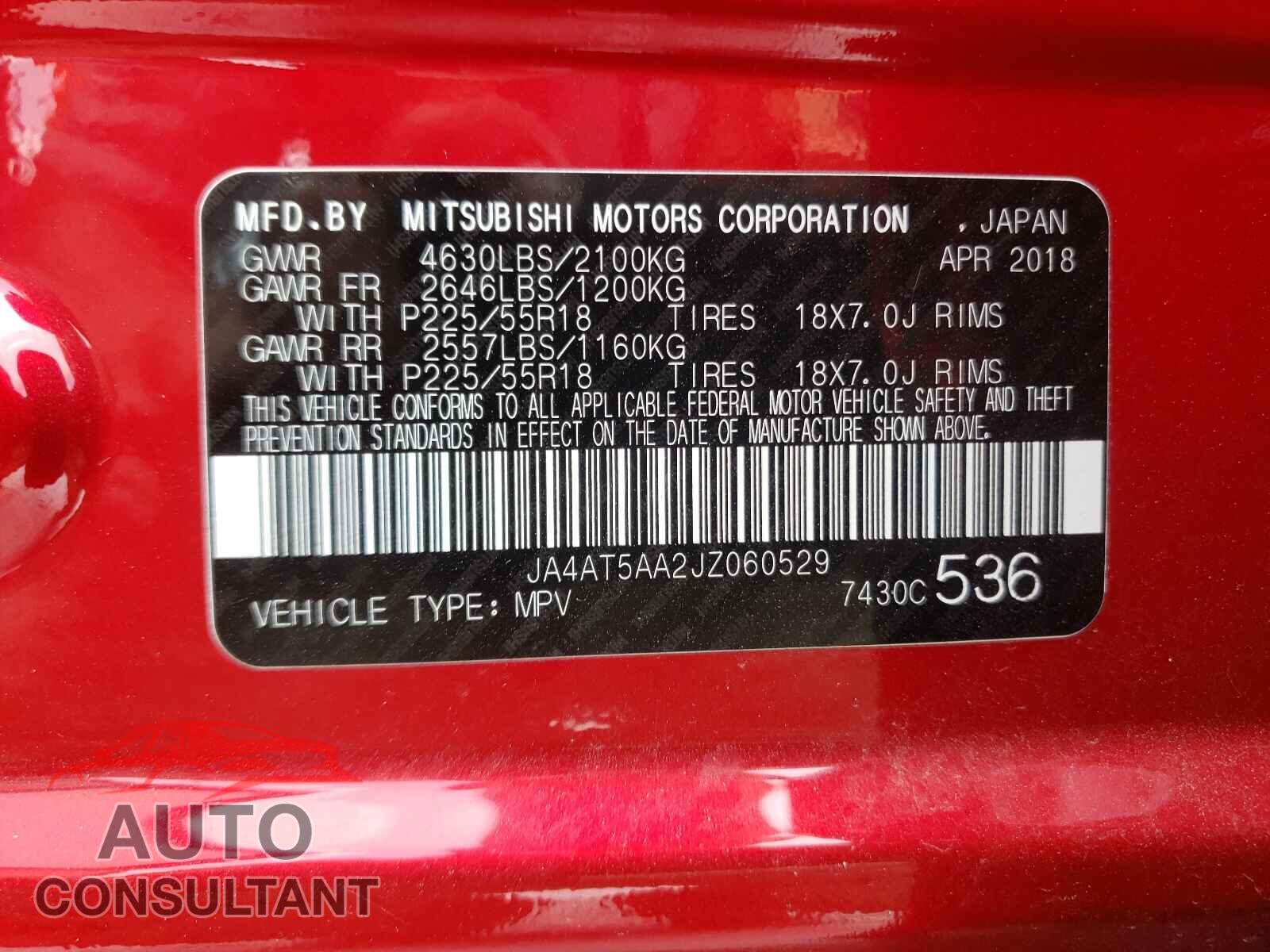 MITSUBISHI ECLIPSE 2018 - JA4AT5AA2JZ060529