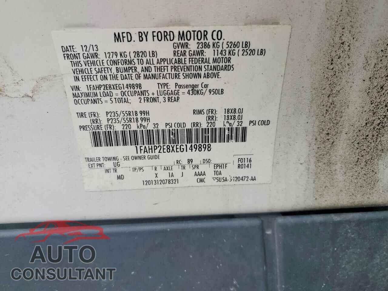 FORD TAURUS 2014 - 1FAHP2E8XEG149898