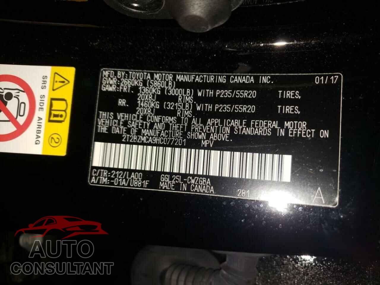 LEXUS RX350 2017 - 2T2BZMCA9HC077201