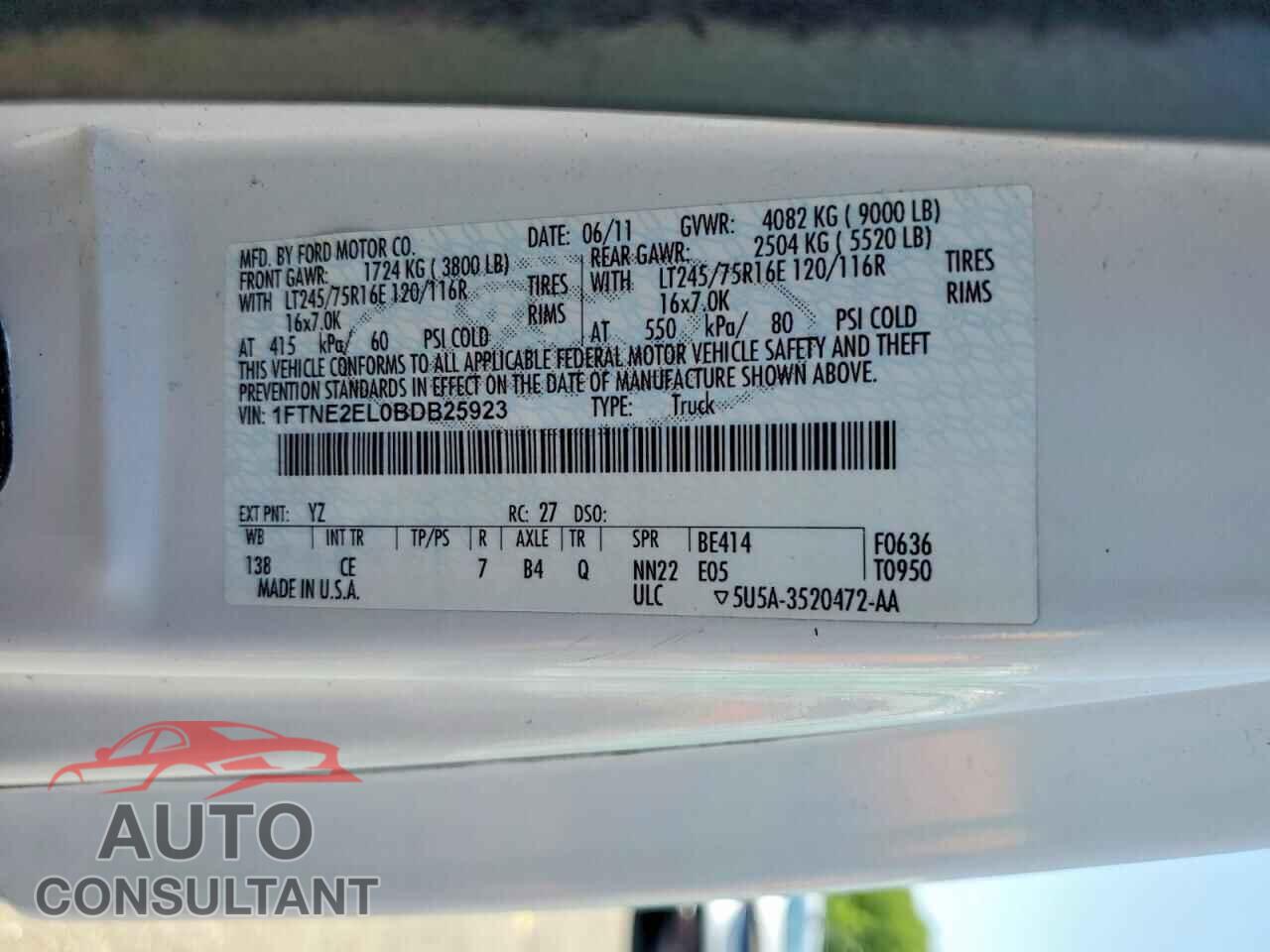 FORD ECONOLINE 2011 - 1FTNE2EL0BDB25923