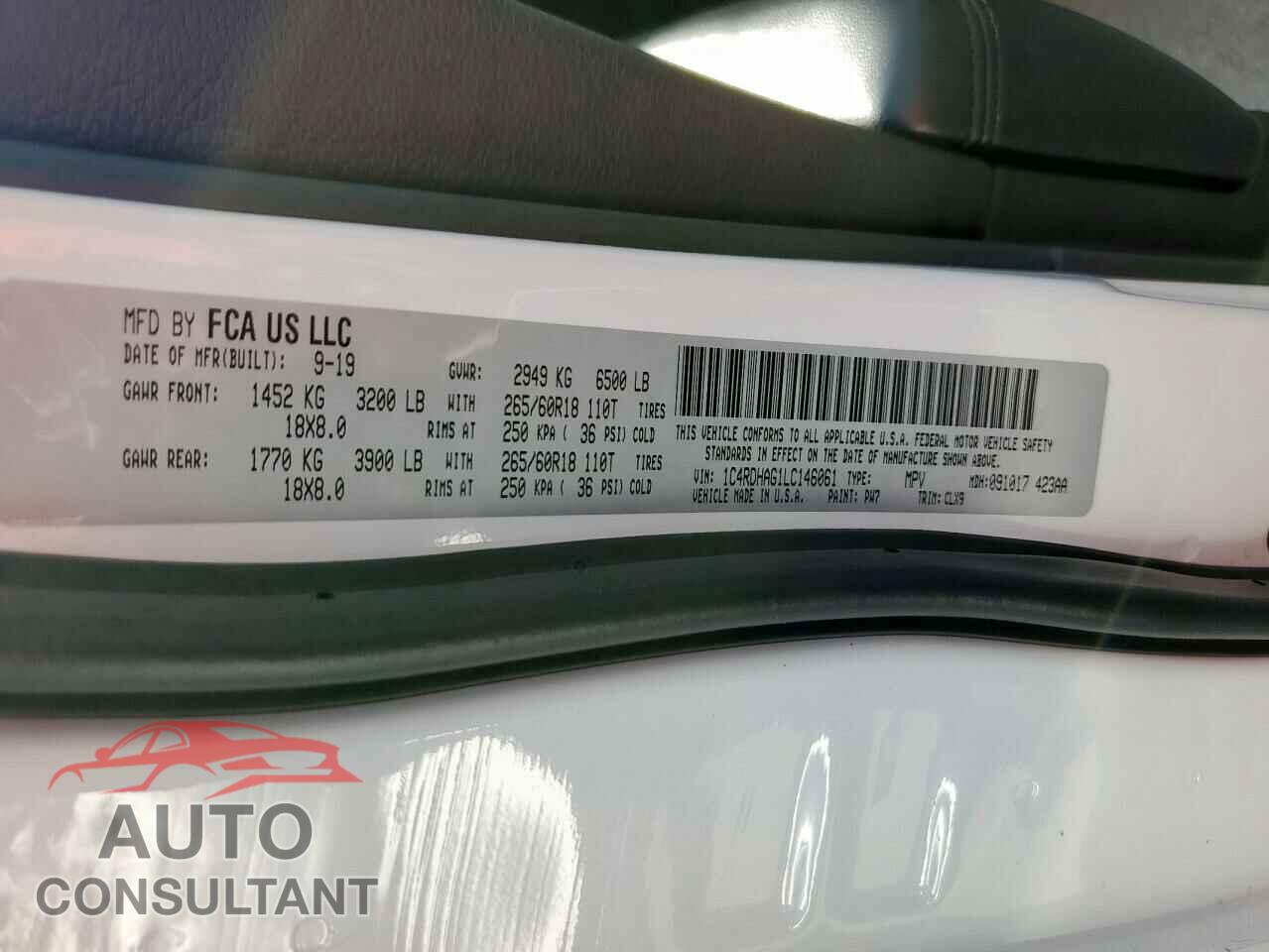 DODGE DURANGO 2020 - 1C4RDHAG1LC146061