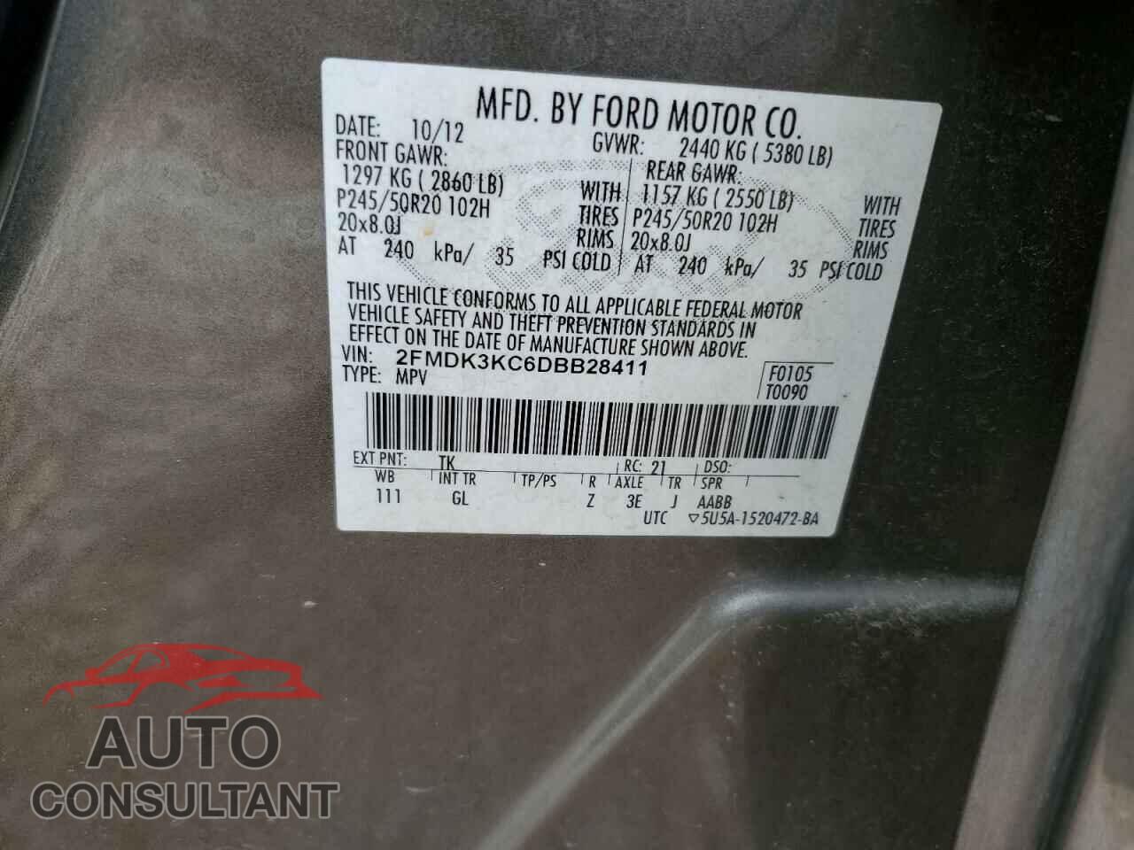 FORD EDGE 2013 - 2FMDK3KC6DBB28411